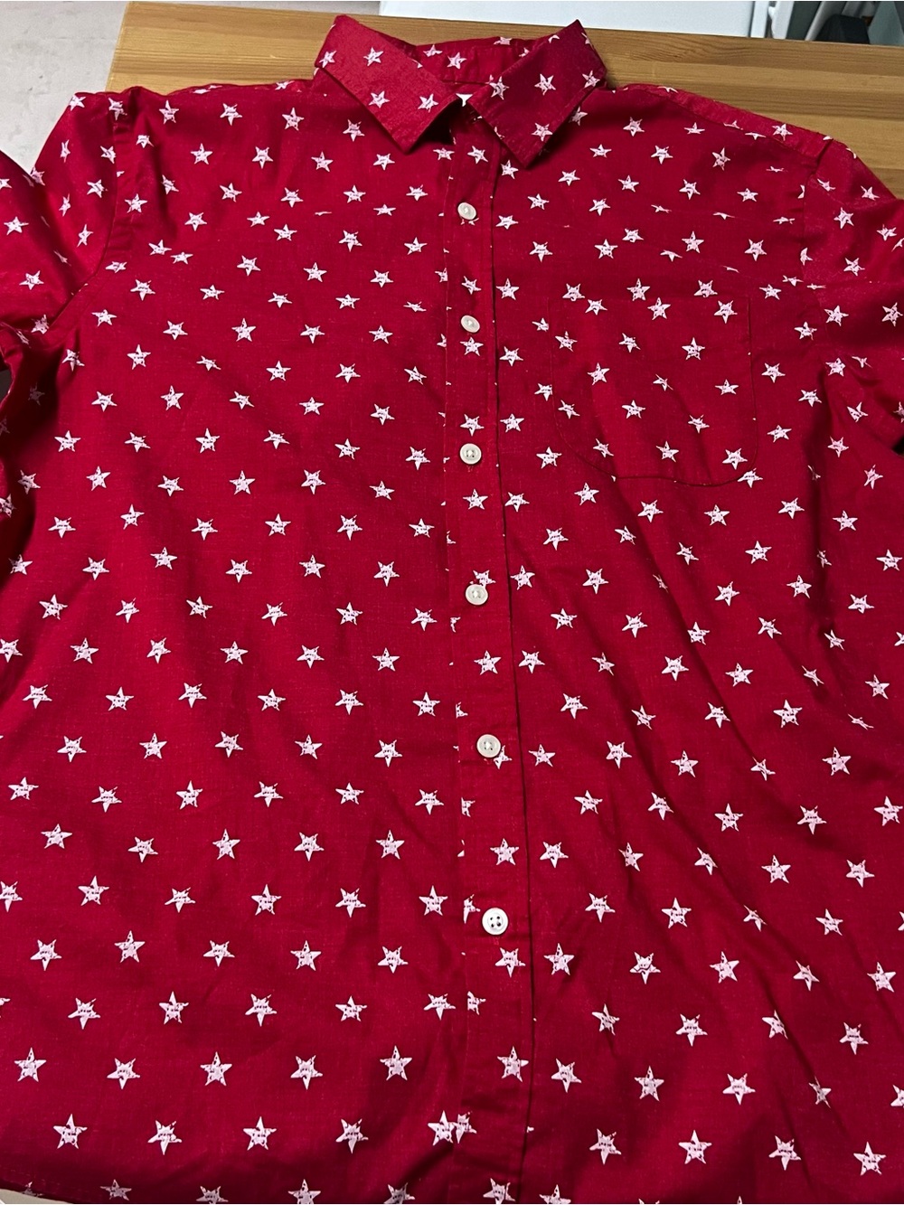 Old Navy Red Button-Up Shirt with White Star Print